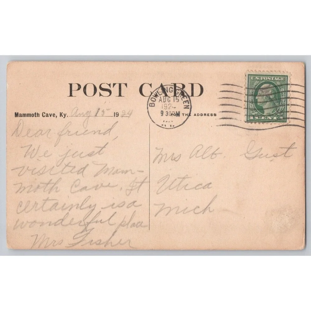 POSTCARD Mammoth Cave KY Kentucky Head of Echo River Posted 1924‎ Printed 1896